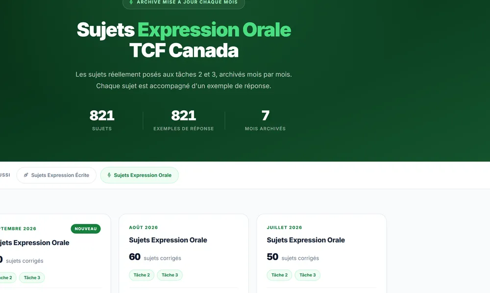 Aperçu de l'archive mensuelle des sujets d'Expression Orale corrigés