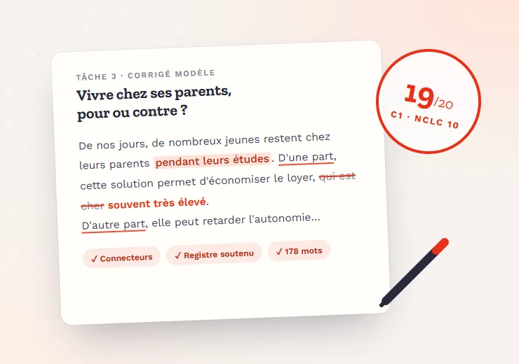Corrigé modèle d'expression écrite annoté, noté 19 sur 20